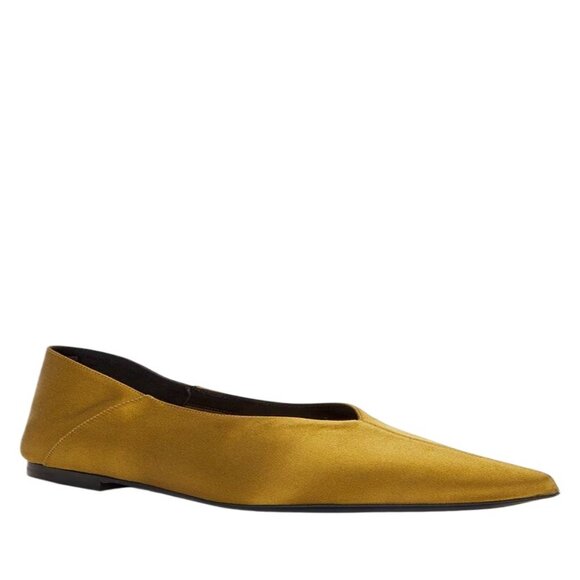 Saint Laurent Carolyn Slipper in Cuba Gold 40 With Box Womens Satin Flats - Picture 14 of 15